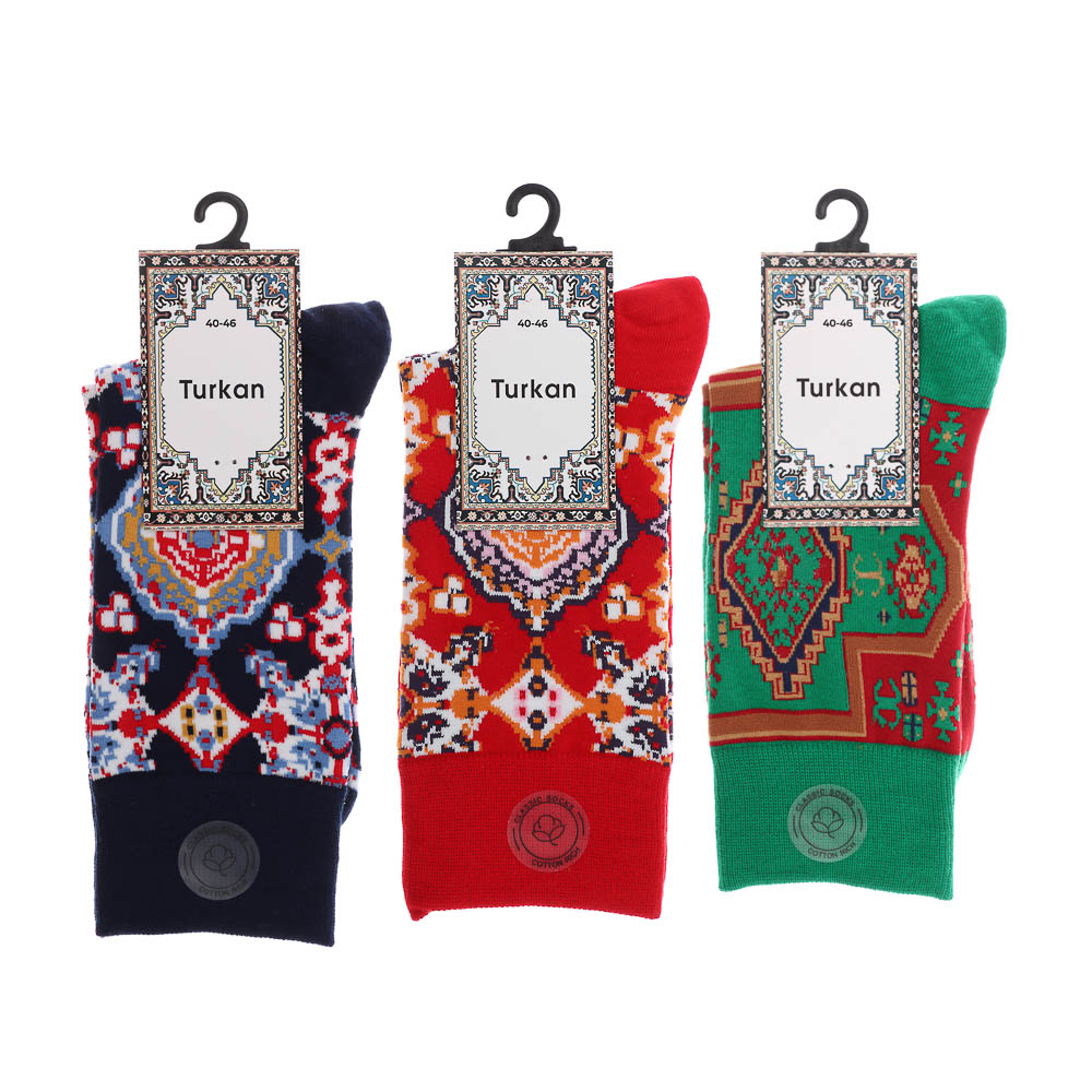 Носки универсальные с рисунком, тм Turkan, р. 40-46, 90% хлопок, 8%п/а, 2% эластан, разноцветные - #6