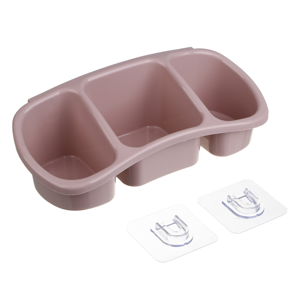 VETTA Classic Полка настенная, три отделения, пластик, 28x12,5x8,5 см, пудровый - #2