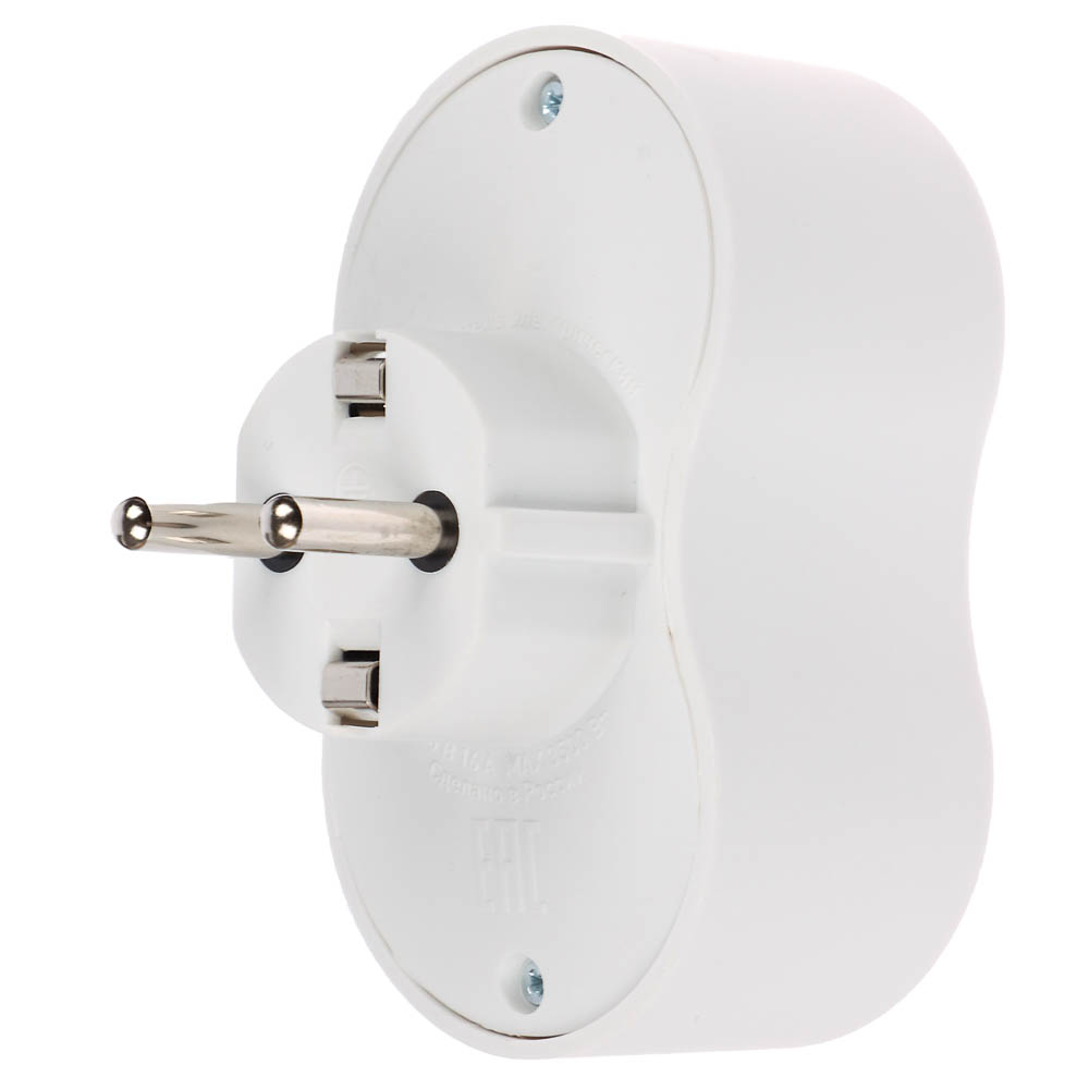 Разветвитель 2 гнезда Intro, евро, с заземлением, 16А, 250В, TR2e-W, белый - #3