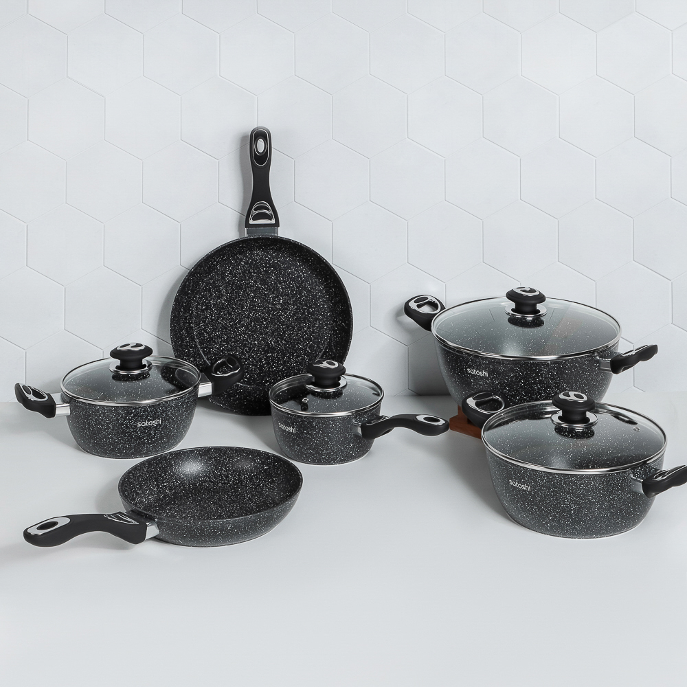 SATOSHI Танто Наб.пос.10пр, ковш+крышка 1,3л, кастр.+крышки 2,3;3,8;5,7л, сковороды 24,28см, индукц. - #14