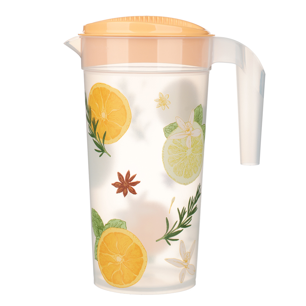 Кувшин 1,5л с крышкой, с декором, пластик - #1