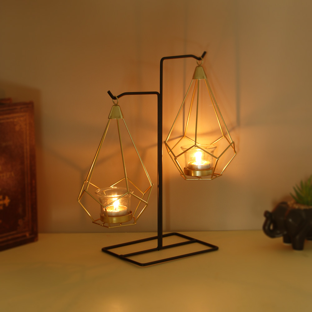 Подсвечник металлический со стеклянными чашами для двух свечей, 16х20х33 см - #4