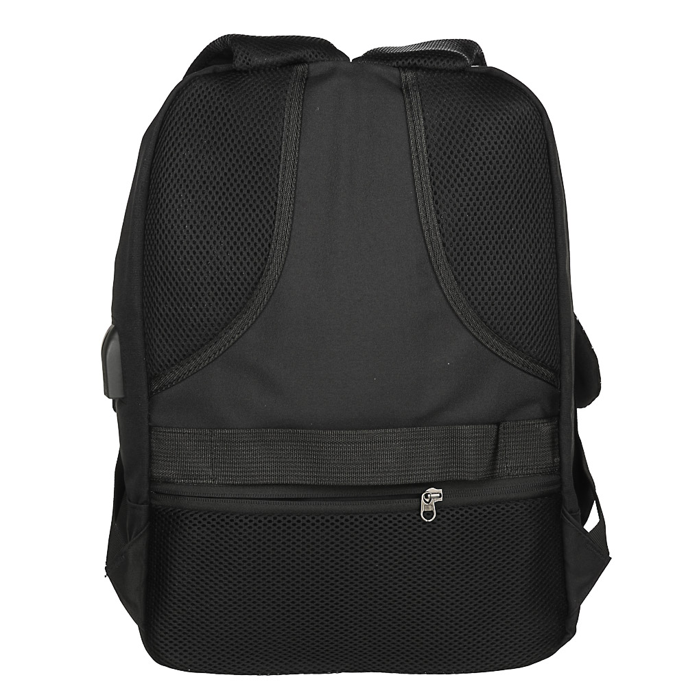 Рюкзак подростковый, 42x29x11см, ПЭ, 2отд,1карм, спинка с эргон.элем,мет.ручка,код.замок,USB,черный - #4