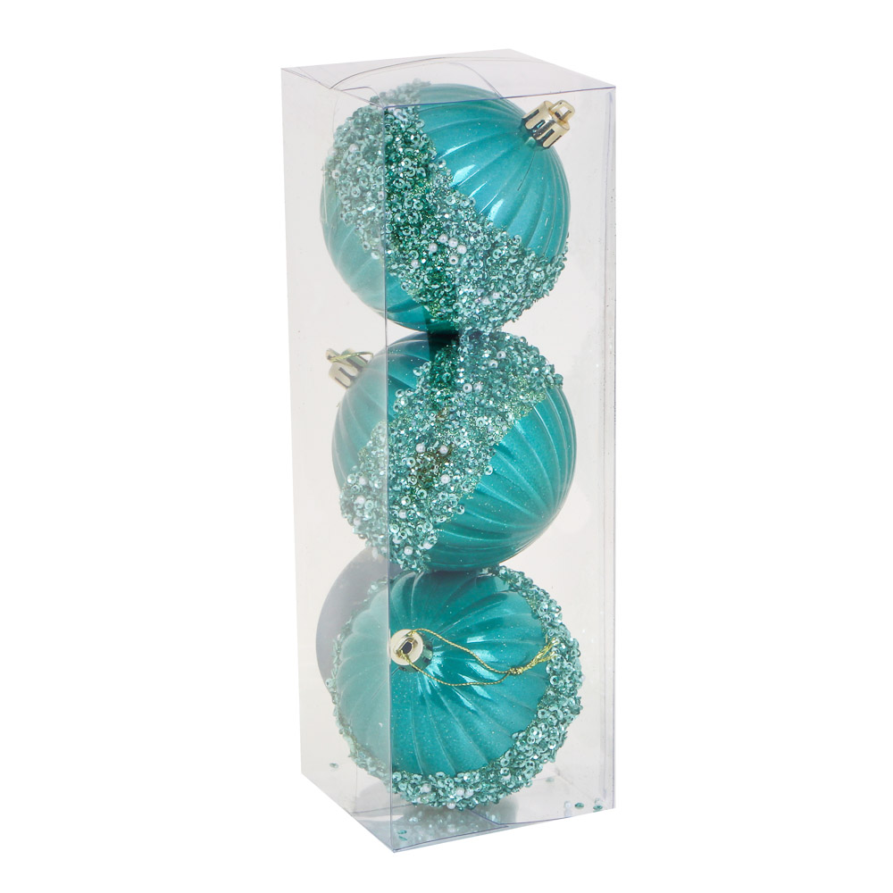 Премиум Набор фигурных шаров Сноубум с декором, бирюзовый, 3 шт - #5