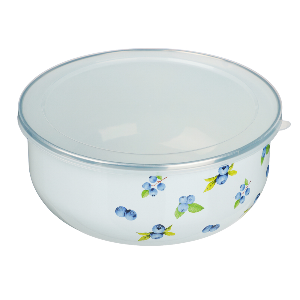 Набор эмалированных салатников с крышками, 6пр. (14/16/18см, 0,7/1,1/1,4л) "Голубика" - #3