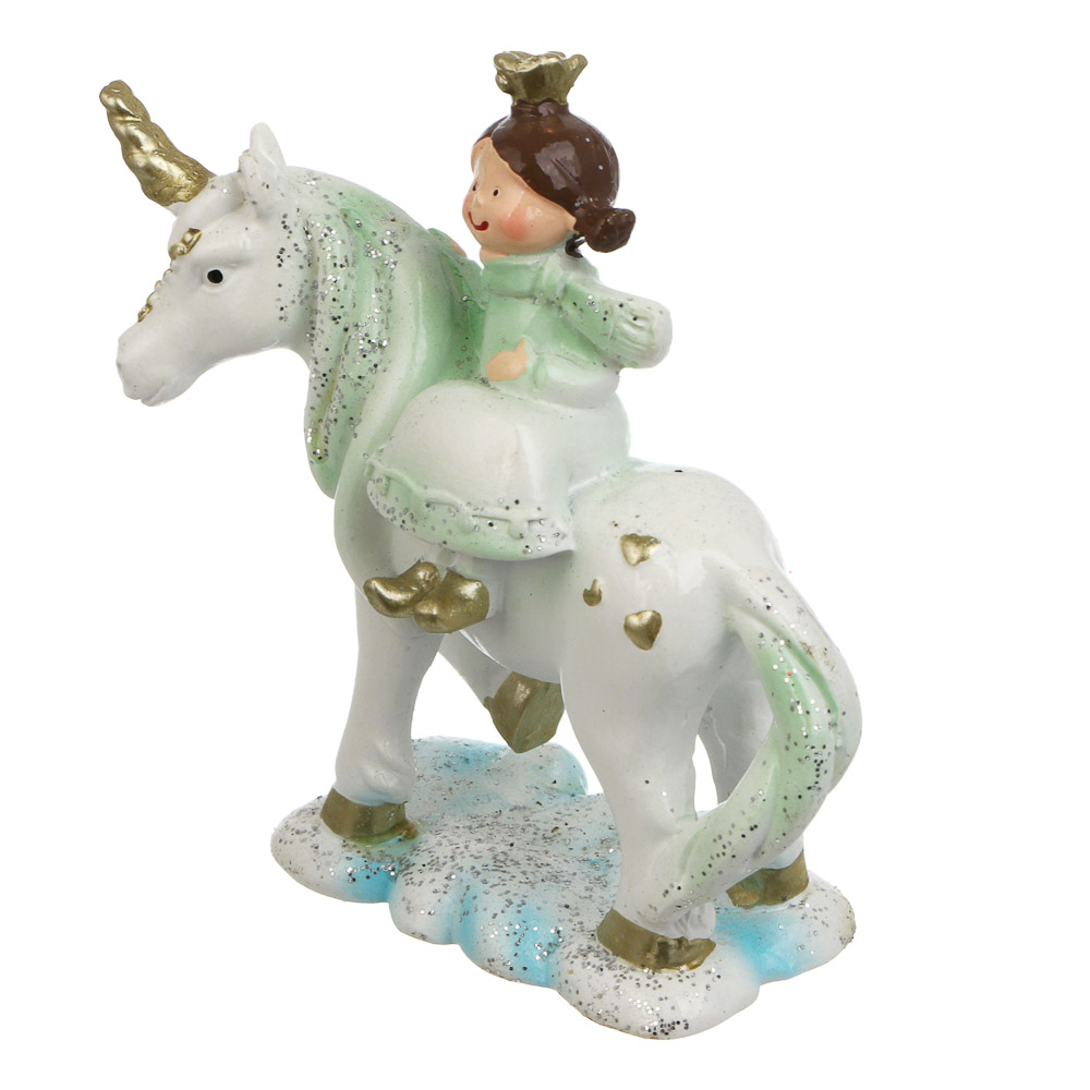 СНОУ БУМ Сувенир Девочка на лошадке полистоун 9x4x9,5 см, зеленый - #3