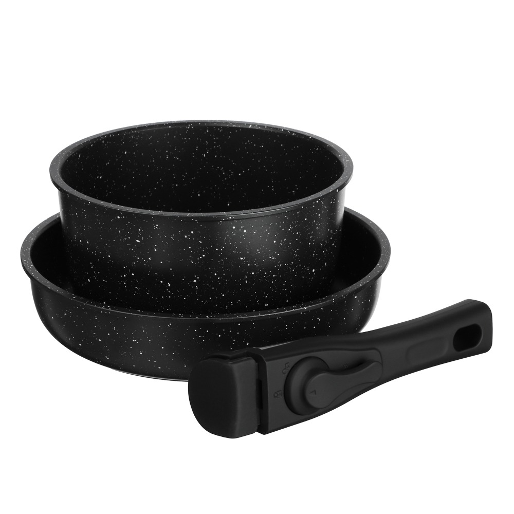 SATOSHI Анси Наб. посуды 3пр, сковорода 20см, ковш 16см/1,7л +съем. ручка, а/п покр. мрамор, индук. - #2