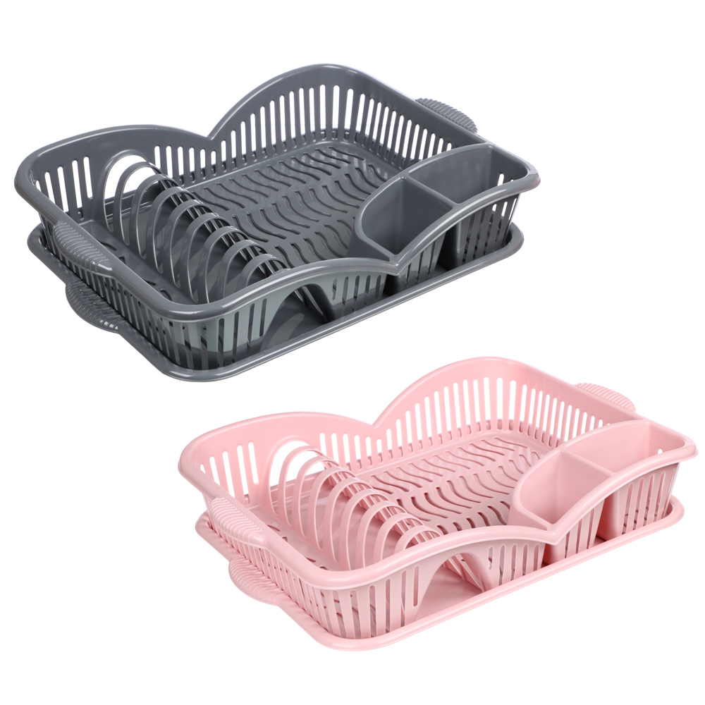 QLUX Сушилка для посуды с отсеком для столовых приборов и поддоном, пластик, 2 цвета - #1