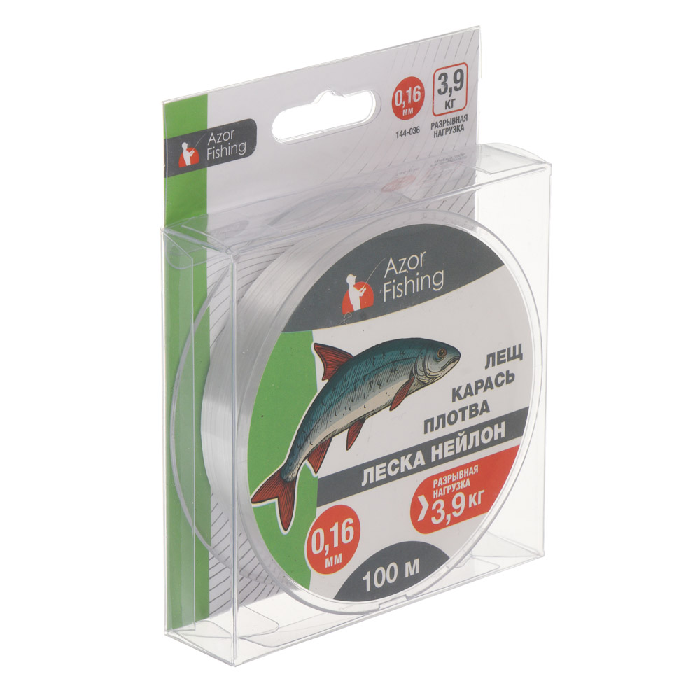 Леска "Лещ, Карась, Плотва" тм AZOR FISHING, нейлон, 100м, 0,16мм, 3,9кг, прозрачный - #5