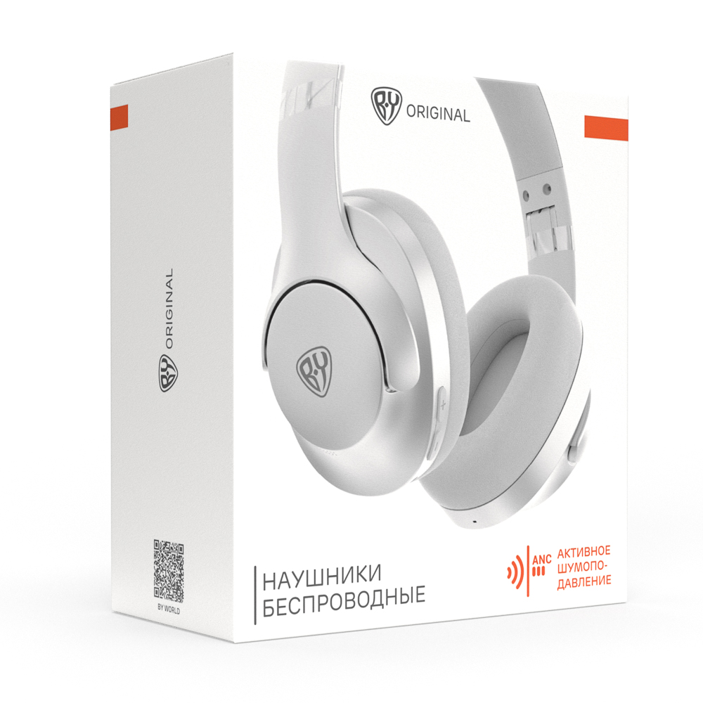 BY Наушники беспроводные полноразмерные AeroSound, шумоподавление ANC, экокожа, 500мАч, серебро - #2