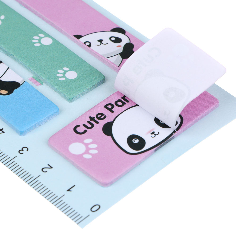 Закладки с клеевым краем фигурные, линейка 16см, 6,7х21,5см, 15 листов, 4 дизайна, Панда - #6