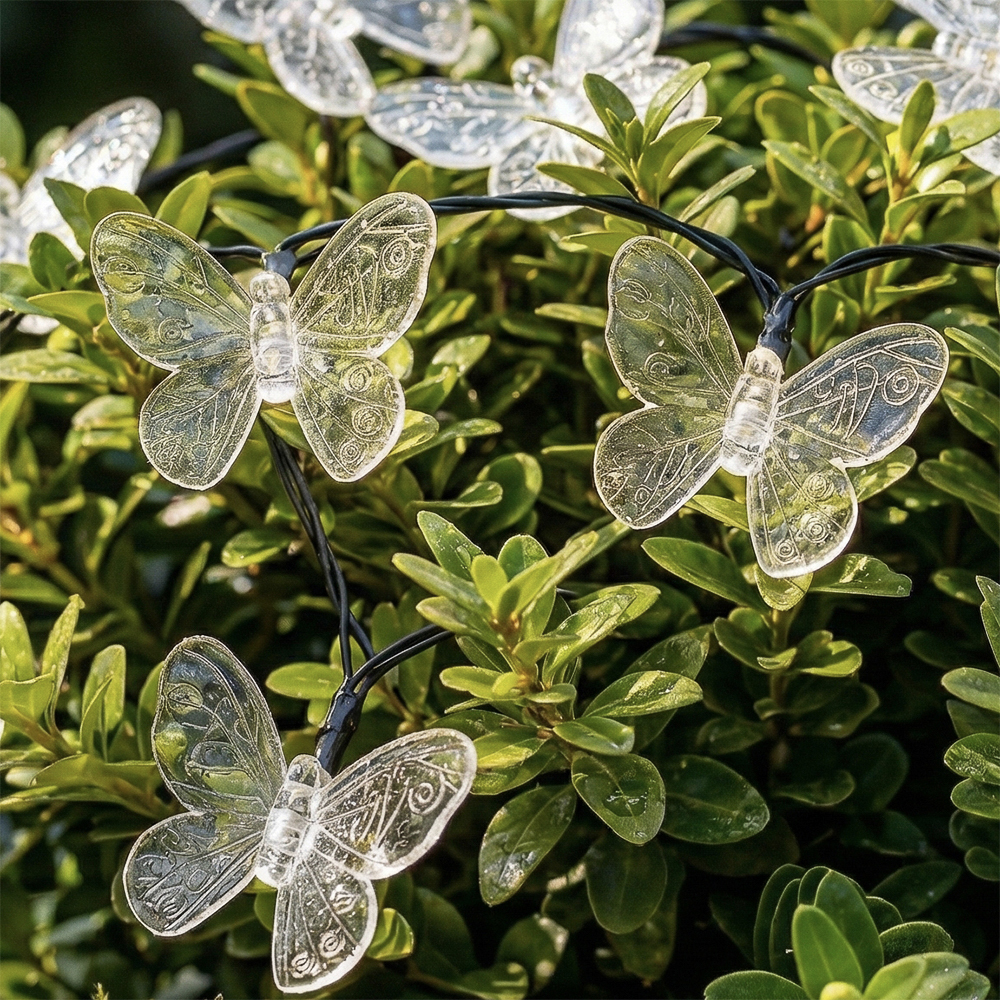 Гирлянда на солн. батар. тм INBLOOM Бабочки,7м, 25LED, шампань, AAA 600mAh Ni-MH, 2 реж., ABS,PVC,PS - #8