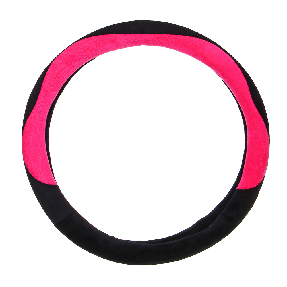 Оплетка руля NG искусственный мех со вставками "розовый", размер М - #2