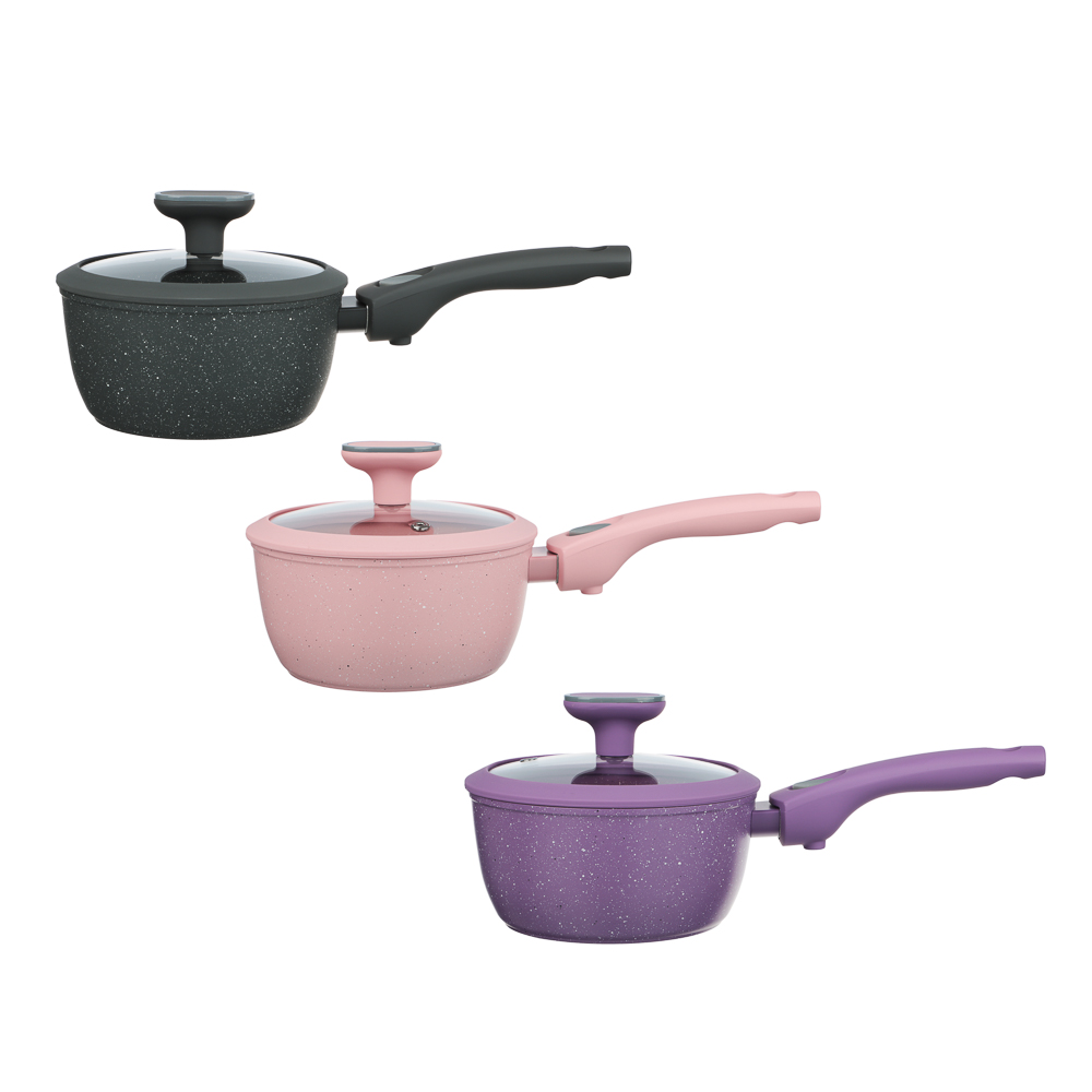 Ковш тм SATOSHI Ботаника 1,3л, d16см, с крышкой, съем. ручка, антиприг. покр. мрамор, инд, 3 цвета - #1