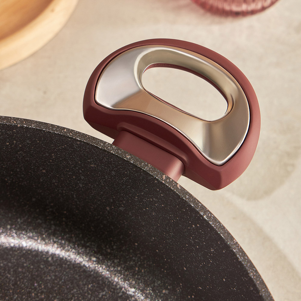 SATOSHI Ла Мери Сотейник литой 4,3л d=28х8см, с крышкой, антипригарное покрытие мрамор, индукция - #10