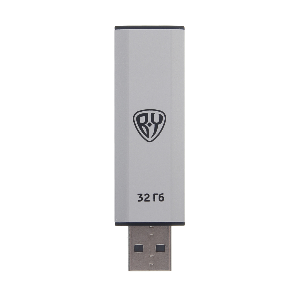 Флеш-карта USB2.0 BY 32Гб выдвижная Silverslide, блистер, алюминий, пластик, серебристый - #5
