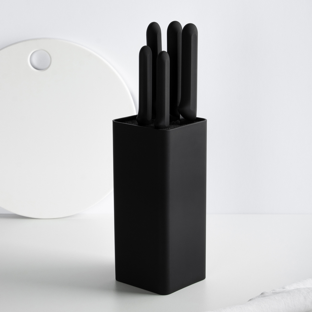 SATOSHI Бреан Набор ножей кухонных 6пр, подставка с полипропиленовыми разделителями - #12