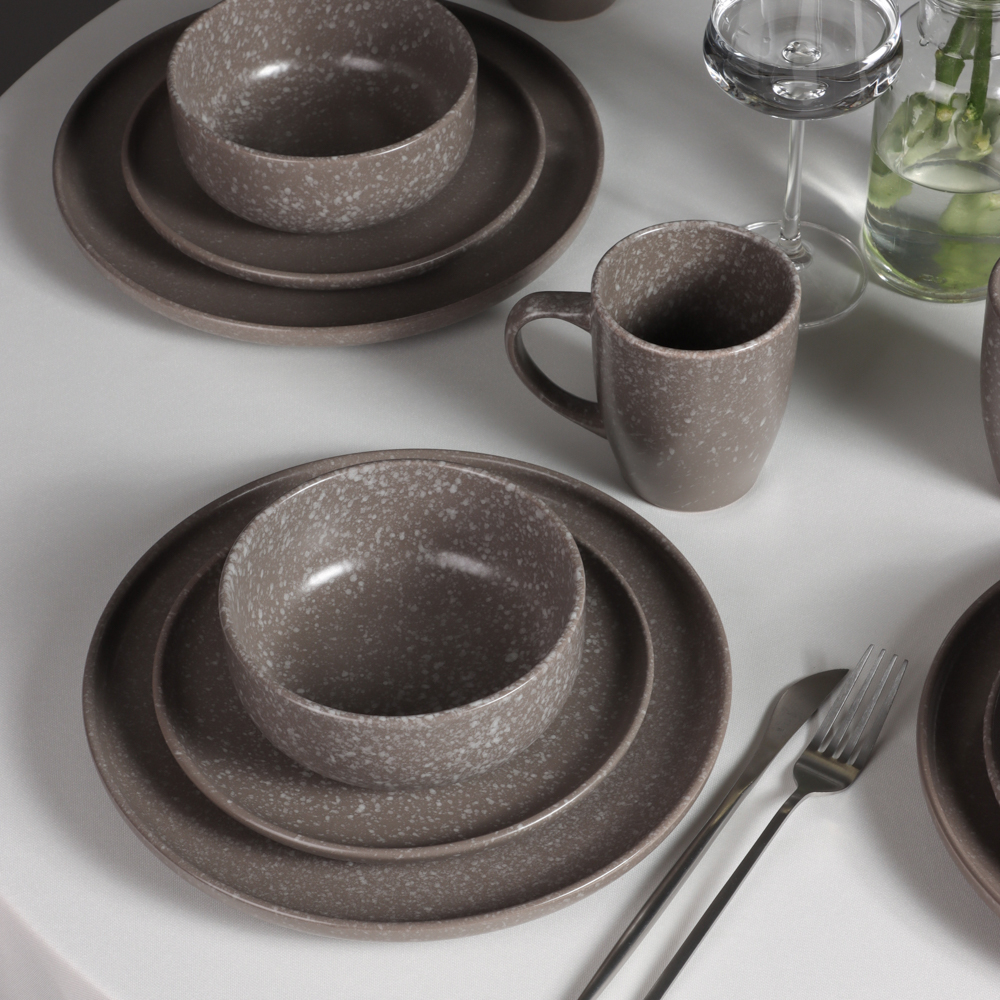 MILLIMI Набор стол.посуды 16пр(тар26см*4, тар20см*4, салатн14см*4, кружка340мл*4) керамика, серый - #16