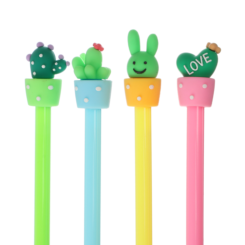 Ручка шариковая в форме кактусов, синяя, 4 дизайна, 17,5-18,5см, арт.2 - #5