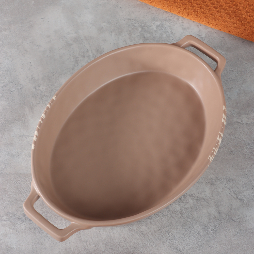 MILLIMI Форма для запекания и сервировки овал.с ручками, керамика, 31х20,5х5см, 1,1л, бежевая - #14