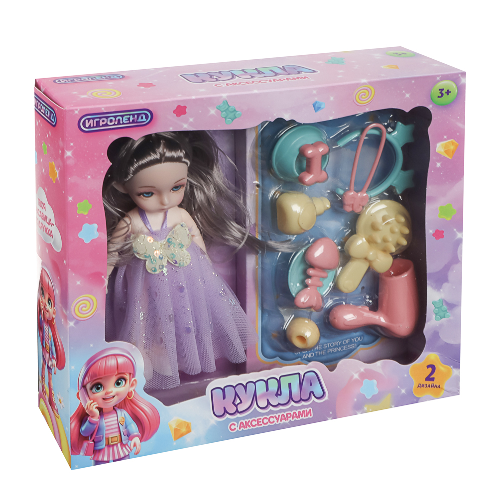 ИГРОЛЕНД Кукла шарнирная 15 см с аксессуарами, PP, ABS, PVC, 22х5,5х20 см, 4 дизайна - #19