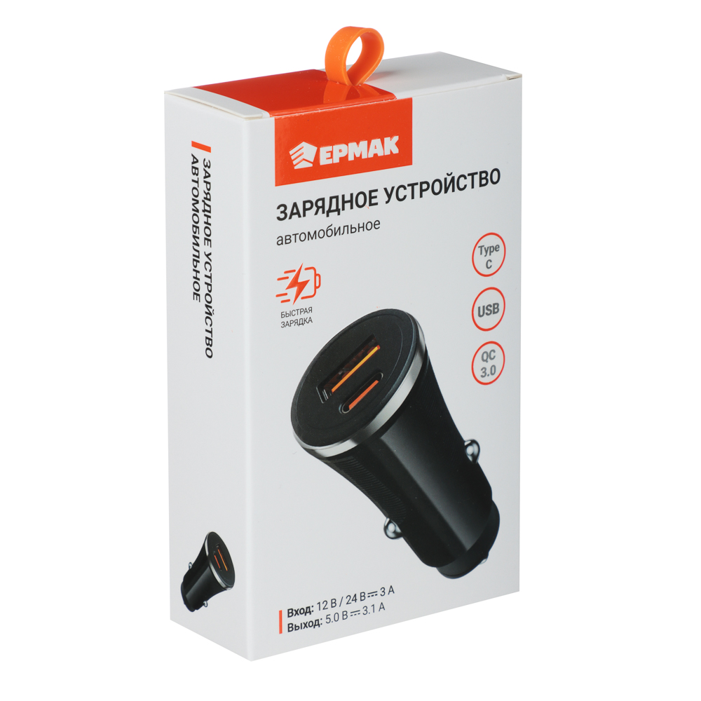 ЕРМАК Устройство зарядное в авто, USB QC 3.0+PD, 5В/3.1А, пластик - #8