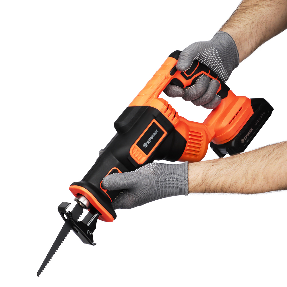 ЕРМАК Пила сабельная на АКБ 20В, 2,0А Li-ion (1шт) з/у, 0-3000 ход/мин, 150мм глуб,реза дер, (ONE) - #10