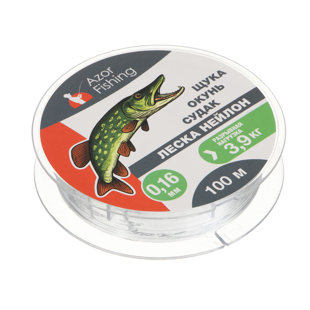 Леска "Щука, Окунь, Судак" тм AZOR FISHING, нейлон, 100м, 0,16мм, 3,9кг, серая - #3
