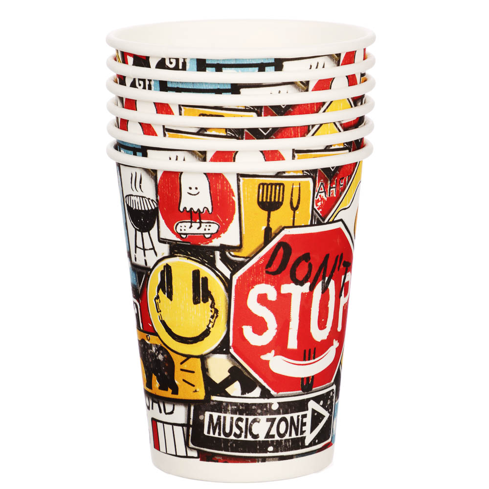 Набор бумажных стаканов Знаки яркие, в т/у пленке, 6 шт*250 мл - #3