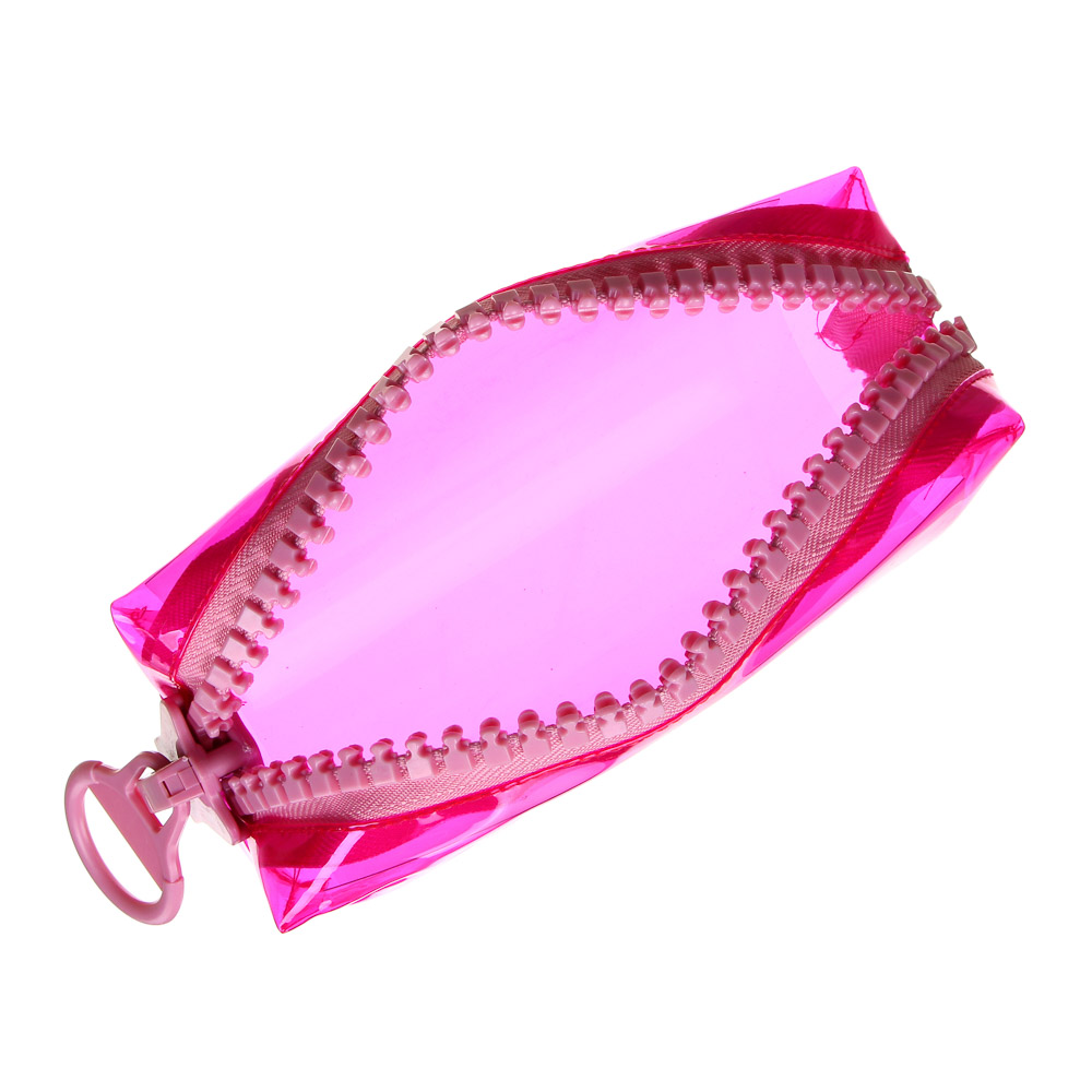 Пенал прямоугольный 19х8х6см, цветной прозрачный ПВХ, большая молния, 4 цвета, ПВХ бокс - #4