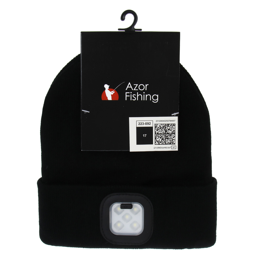 Шапка акрил с фонарем налобным тм AZOR FISHING, 22,5х19 см, LED, 3 режима, 400лм, 200 мАч, USB - #6