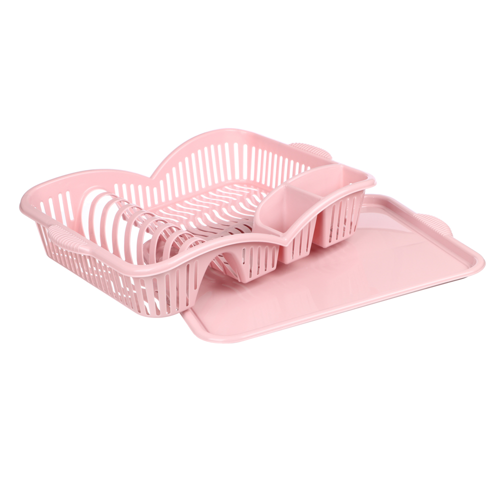 QLUX Сушилка для посуды с отсеком для столовых приборов и поддоном, пластик, 2 цвета - #4