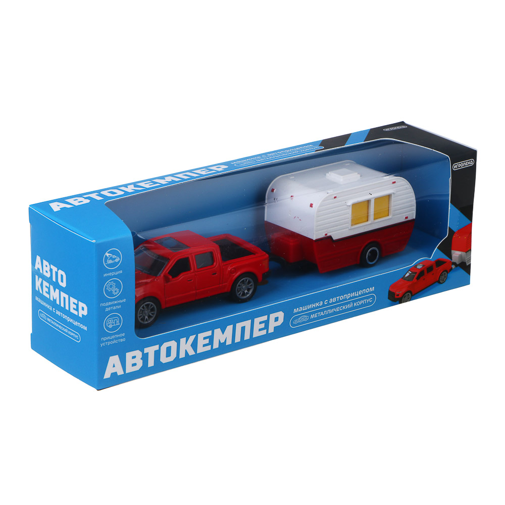 ИГРОЛЕНД Машина с прицепом "Автокемпер", инерция, металл, ABS, 21,5х5,3х6,9 см, 10 дизайнов - #11