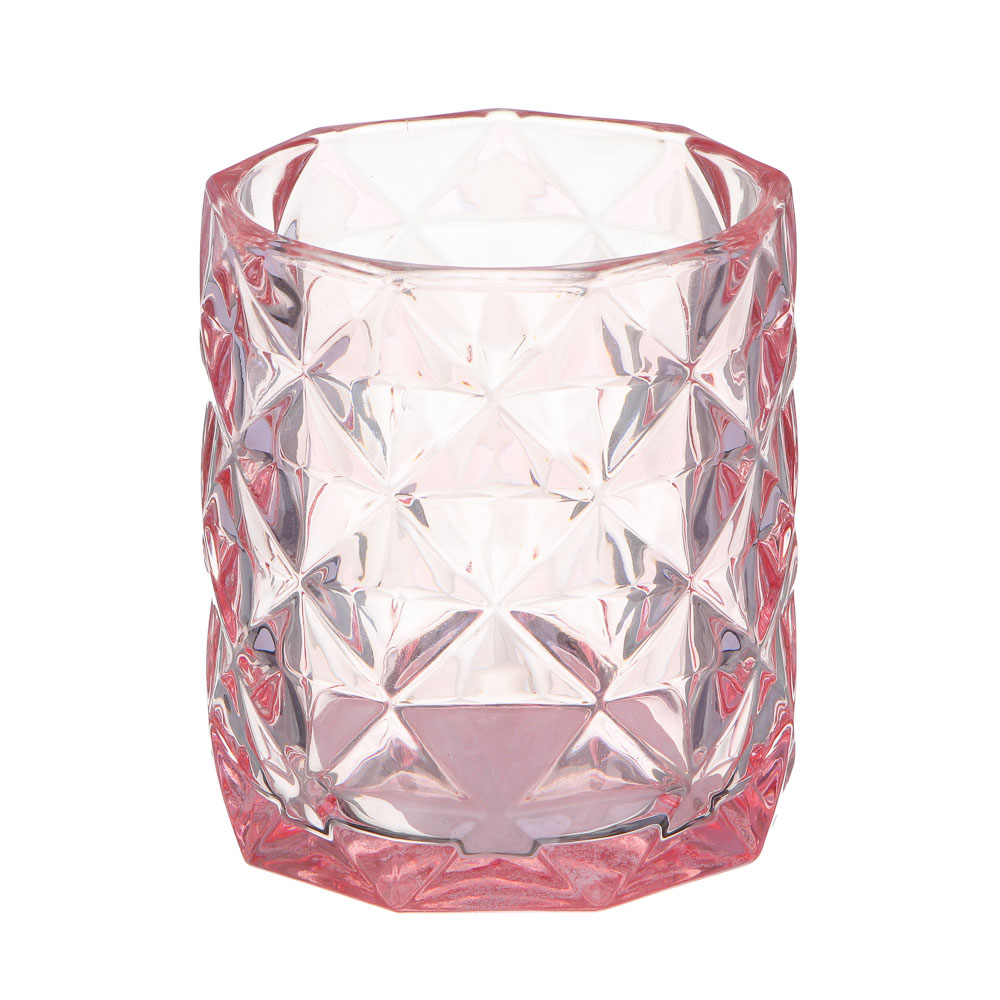 Подсвечник, 8x9 см, стекло, цвет розовый - #1