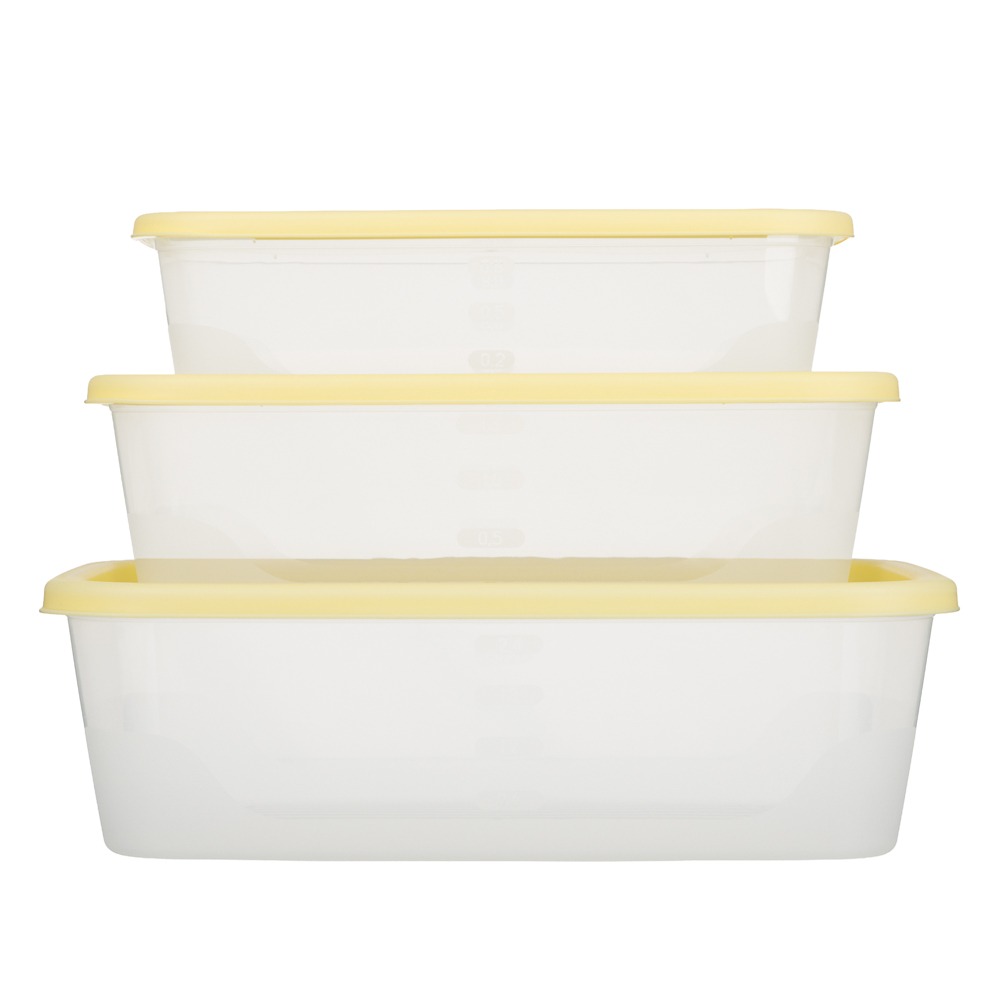Набор прямоугольных контейнеров пищевых 3шт (1л; 1,7л; 2,7л), пластик - #3