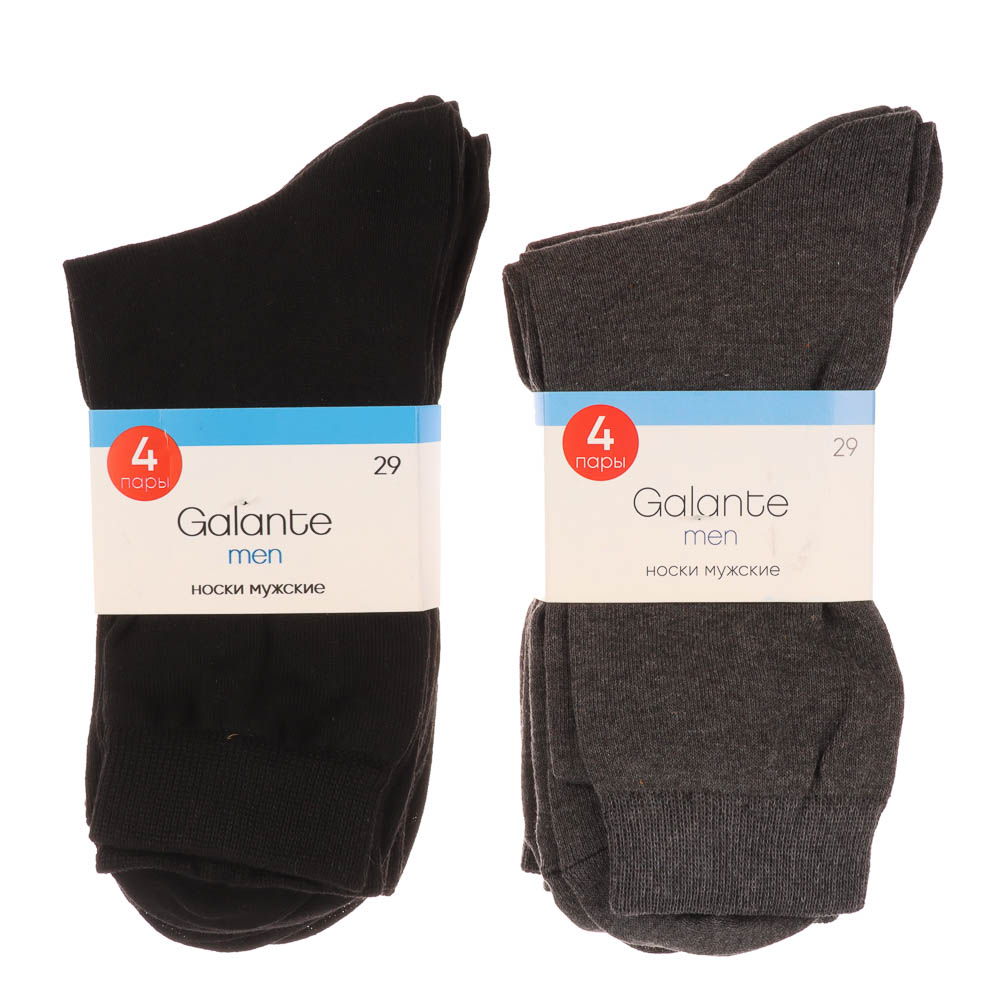 Набор носков 4 пары, GALANTE, р. 29, 70% хлопок, 29% полиамид, 1% эластан, черные - #6