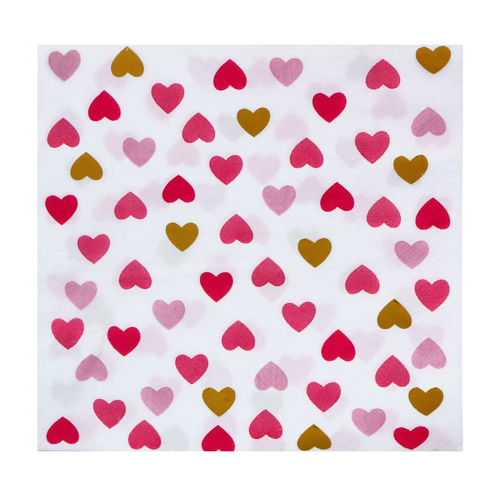 Салфетки бумажные "Сердечки", 12 шт, 33х33 см - #1