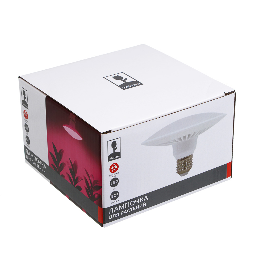 INBLOOM Лампа светодиодная для растений 72LED фиолетовый, 13x8см, E27, 15Вт, 220В, пластик - #6