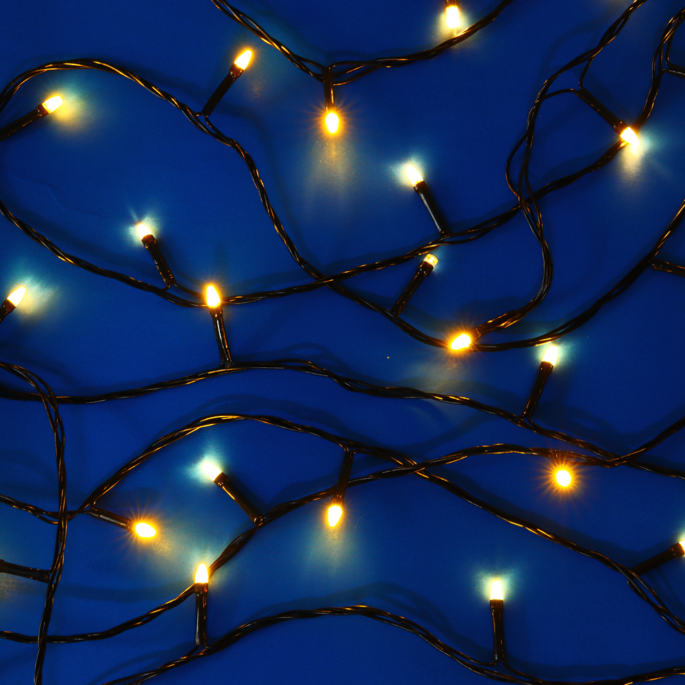 СНОУ БУМ Гирлянда эл. вьюн 10м, 100LED, шампань, режим стробоскоп, ПВХ черный, 220В - #1