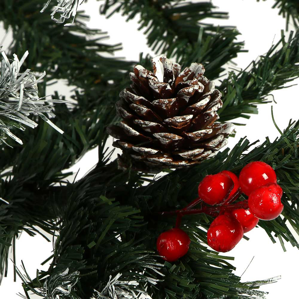 Ель искусственная с заснеженными кончиками, шишками и рябиной 180см, 720 веток, ПВХ - #3