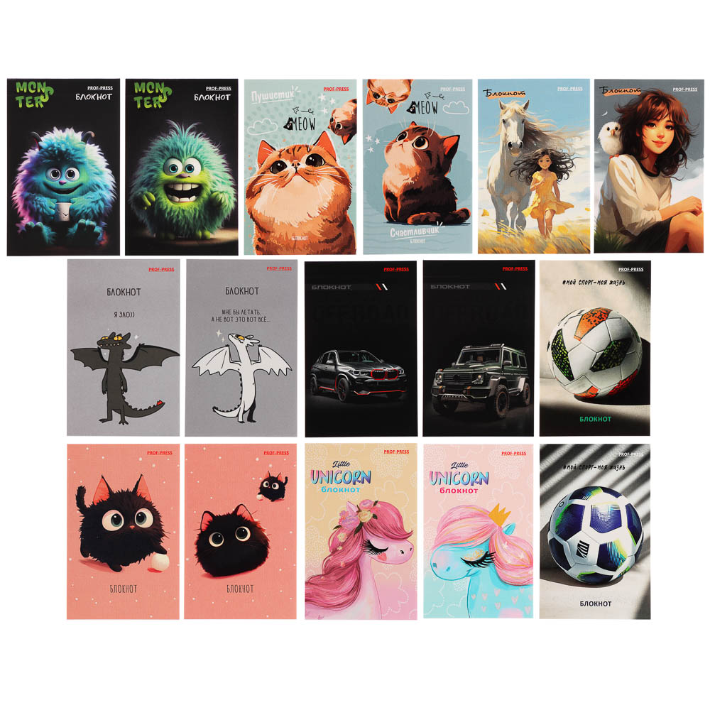 Блокнот А7, 48л, офсет, обложка картон, склейка, в ассортименте - #1