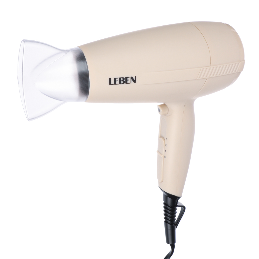 LEBEN Фен, 2000 Вт, 3 скорости, корпус софт тач, бежевый - #2
