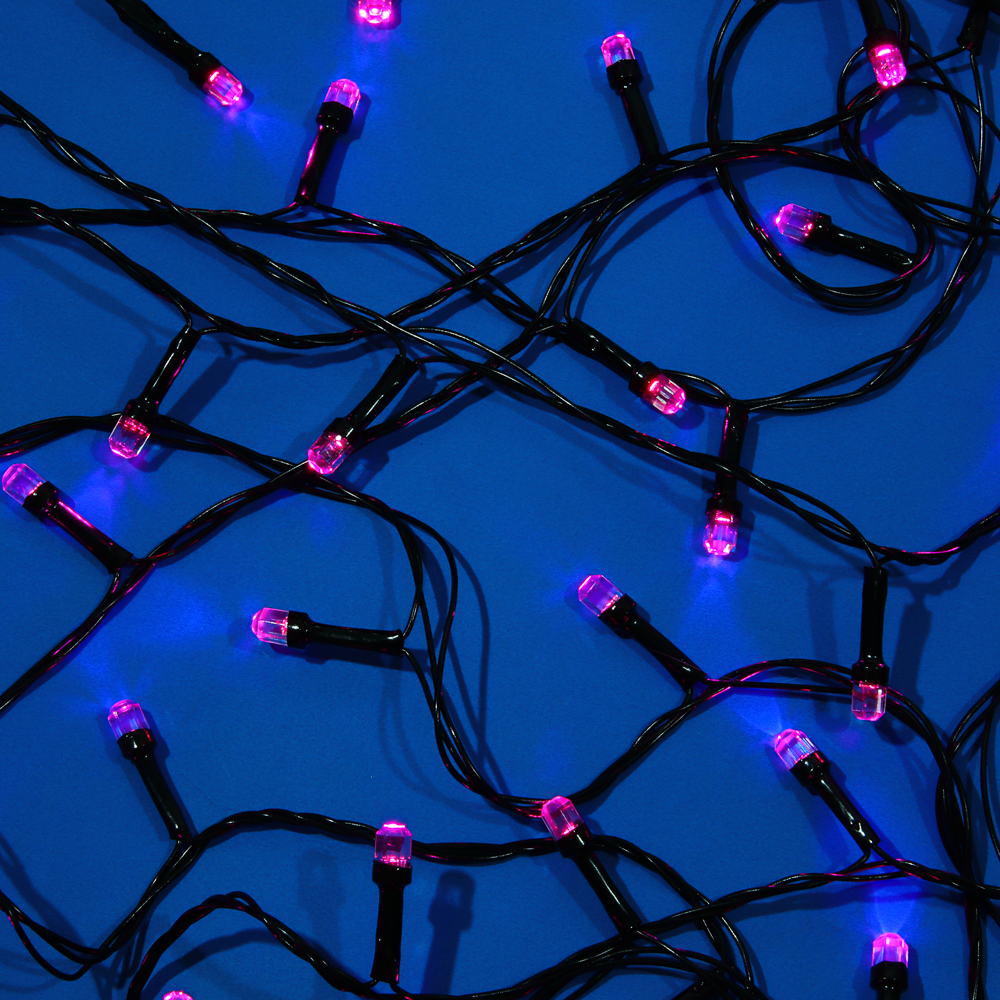 СНОУ БУМ Гирлянда эл. вьюн 10м, 100LED, розовый, 8 режимов, ПВХ черный, 220В - #1