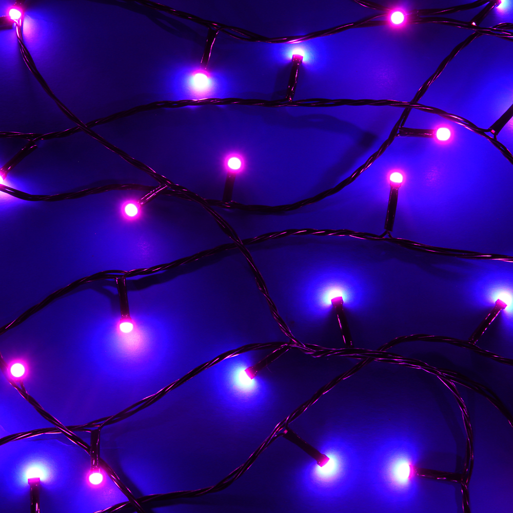 СНОУ БУМ Гирлянда эл. вьюн 20м, 200LED, розовый, 8 режимов, ПВХ черный, 220В - #1