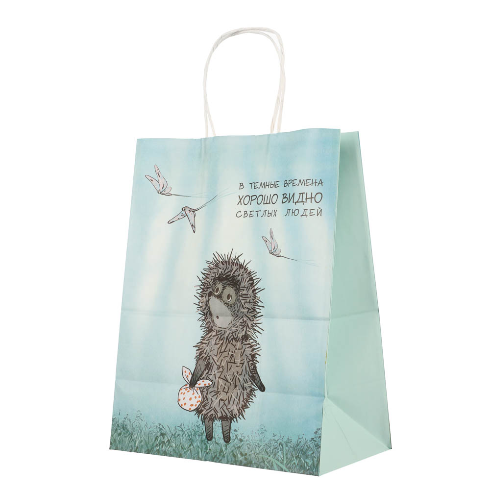 Пакет подарочный с кручеными ручками 24х14х30см, "Ёжик в тумане", в ассортименте - #5