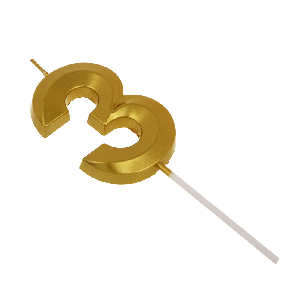 Свеча для торта тм Fntastic 7 см, в форме цифр (3), парафин - #3