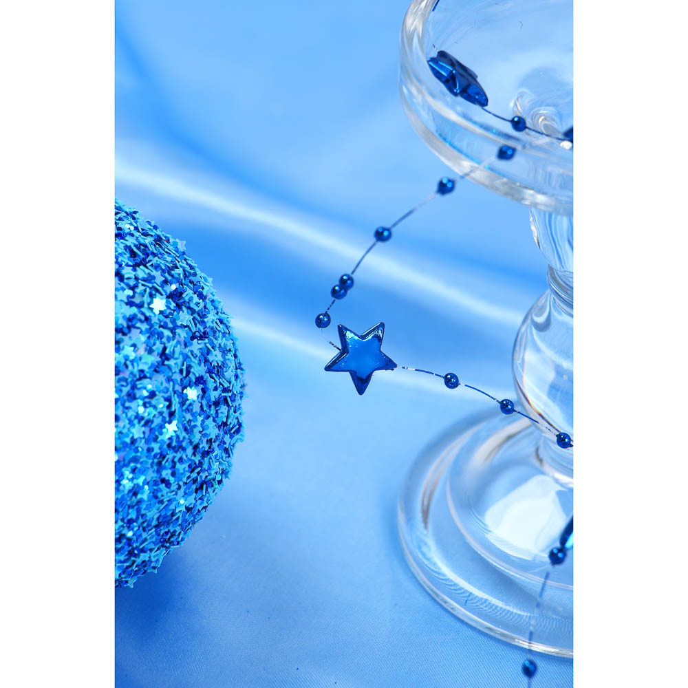 СНОУ БУМ Бусы декоративные, шары и звезды, 200см, пластик, цвет синий (А06) - #5