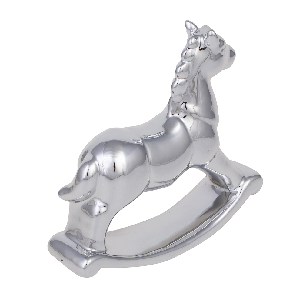 СНОУ БУМ Фигурка Лошадка-качалка 14,5 см, серебряная керамика - #3