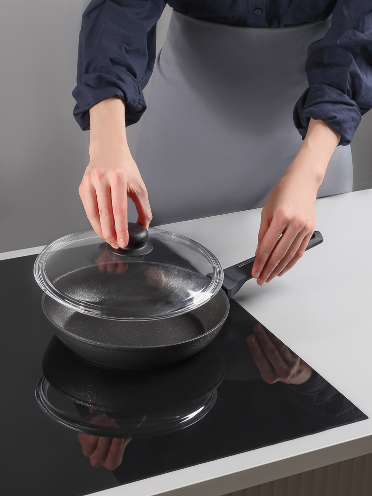 SATOSHI Крышка стеклянная безободковая с ручкой 24см - #5