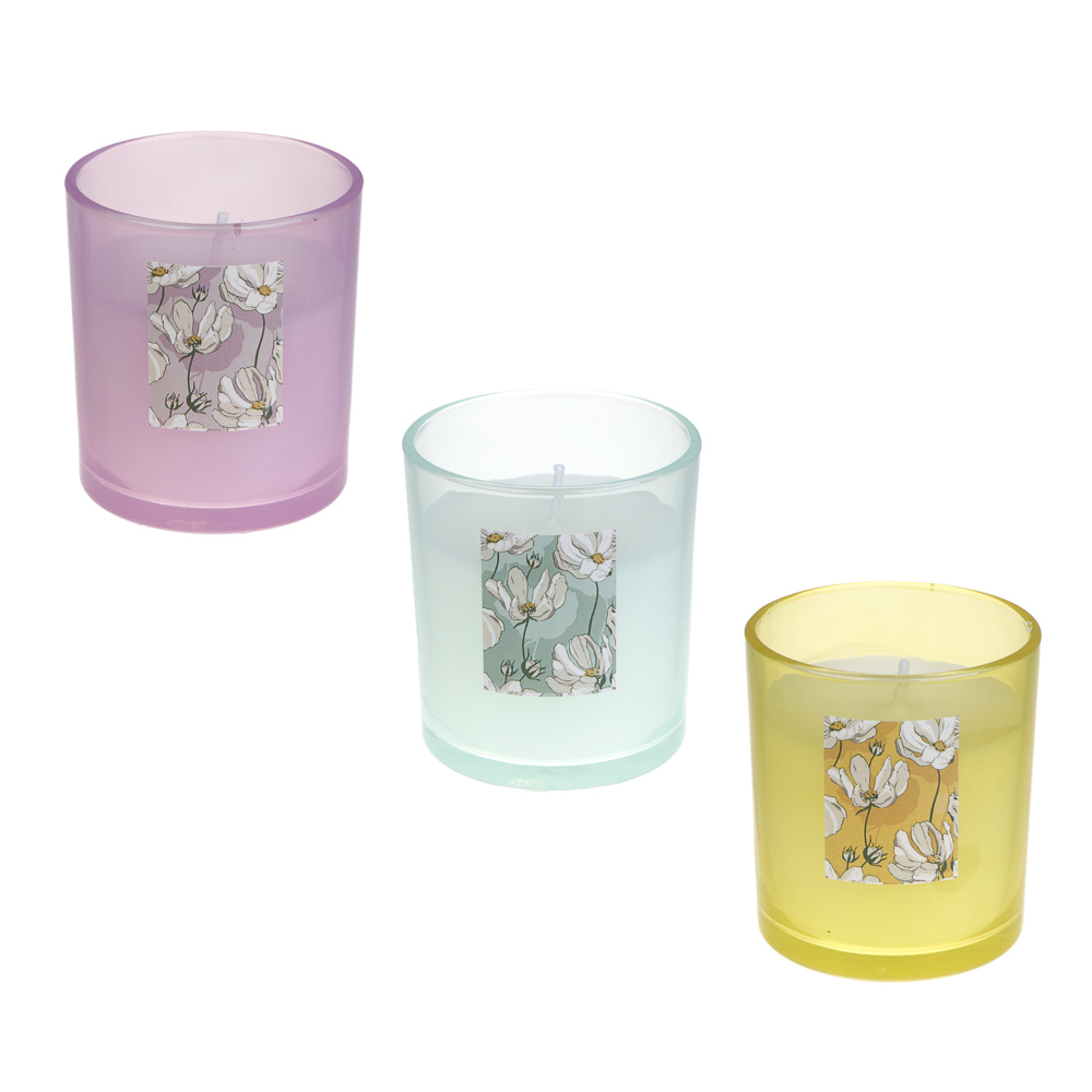 LADECOR Свеча ароматическая в стеклянном корпусе, 130 г, 7х7х8 см, 3 аромата, арт К1 - #3
